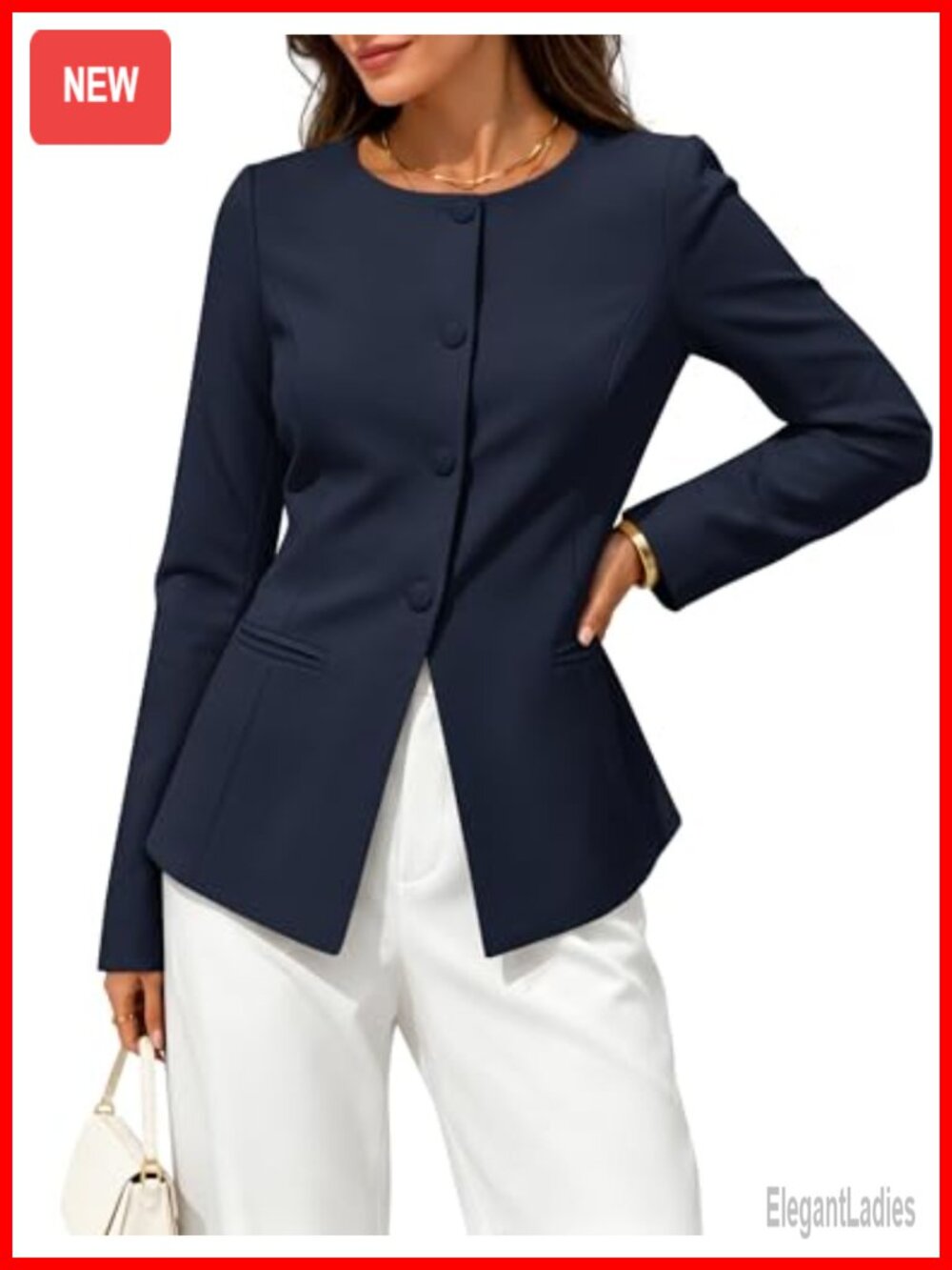 Womens Business Casual Blazer Long Sleeve Button Down Suit Jacket